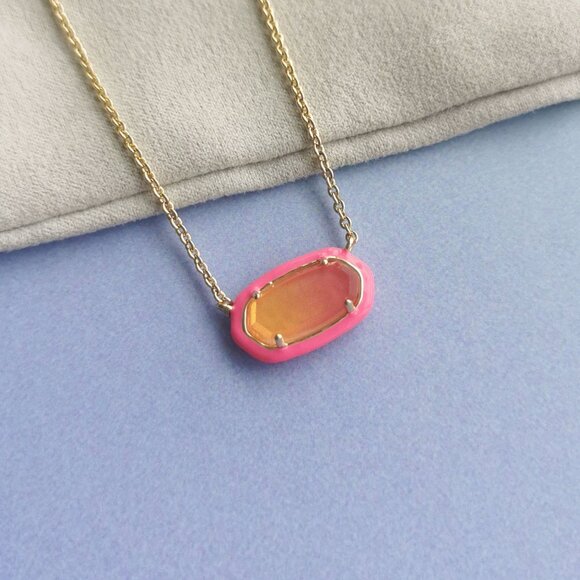 Kendra Scott Jewelry - Kendra Scott Elisa Enamel Framed Gold Necklace Sunset Illusion